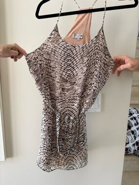De Phil Snake Print Silk Cami Dress in Taupe